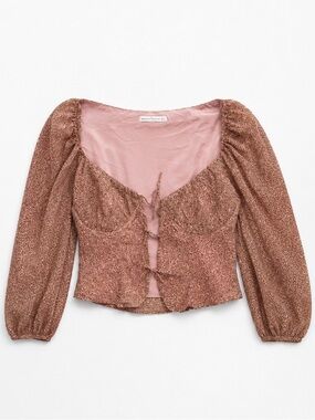 Saints and Secrets Smocked Tie-Front Puff Sleeve Top